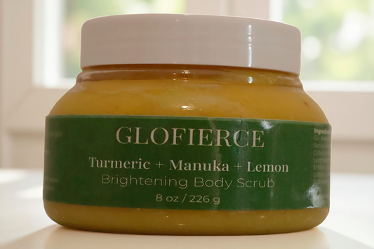 GLOFIERCE™ Turmeric + Manuka + Lemon Brightening Body Scrub