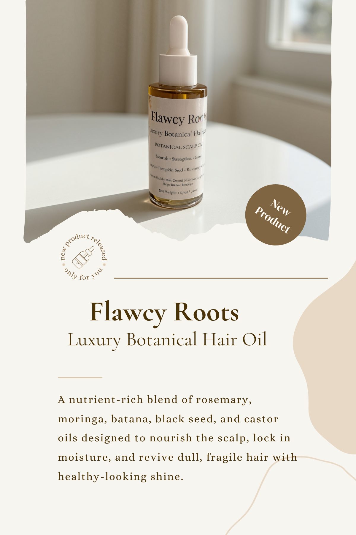 Flawcy Roots™ Luxury Botanical Scalp Growth Oil Nourish • Strengthen • Grow