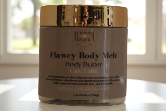 Flawcy Body Melt -Skin Brightening Body Butter (Quadruple Butter Blend) 6 oz