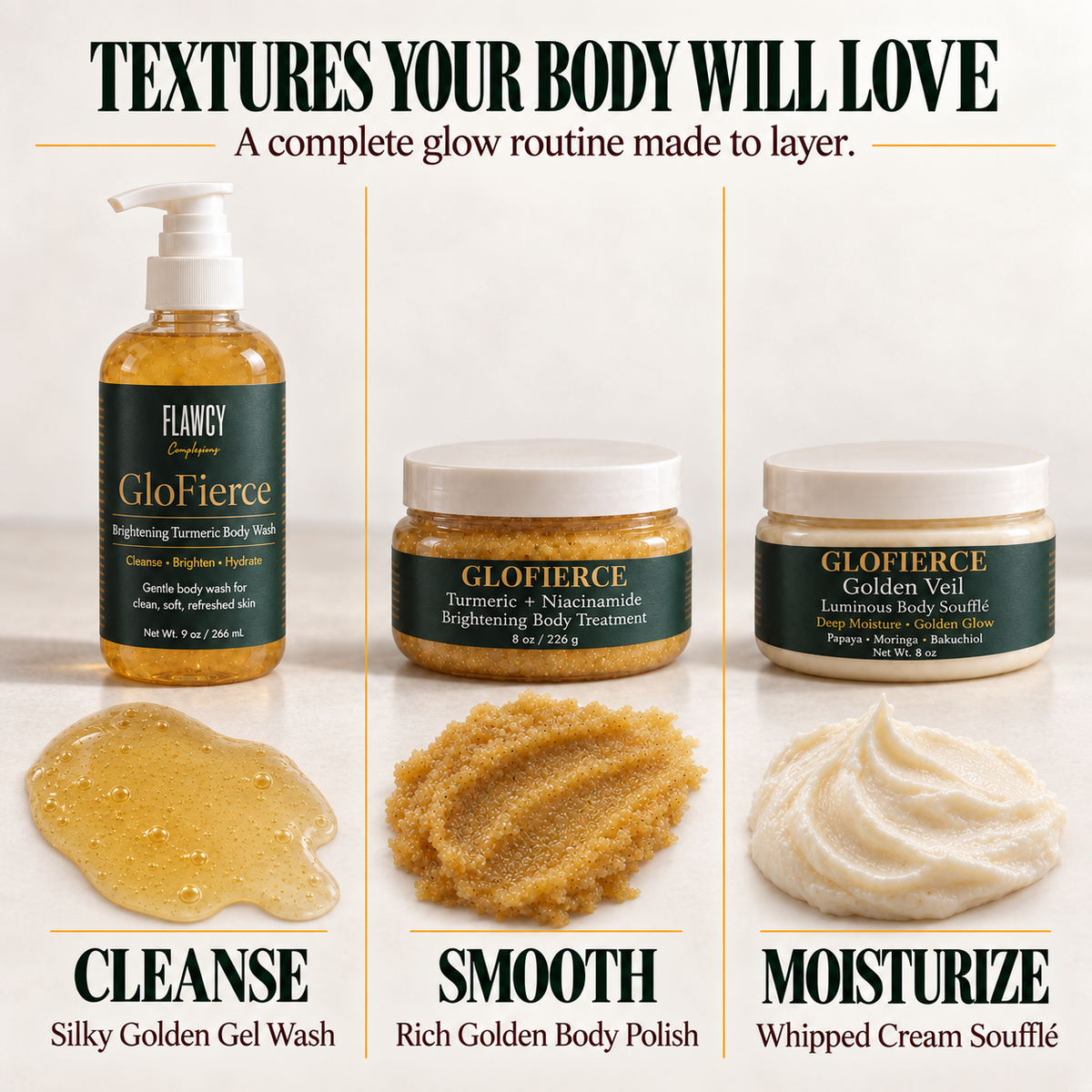 GloFierce 3-Piece Brightening Body Bundle