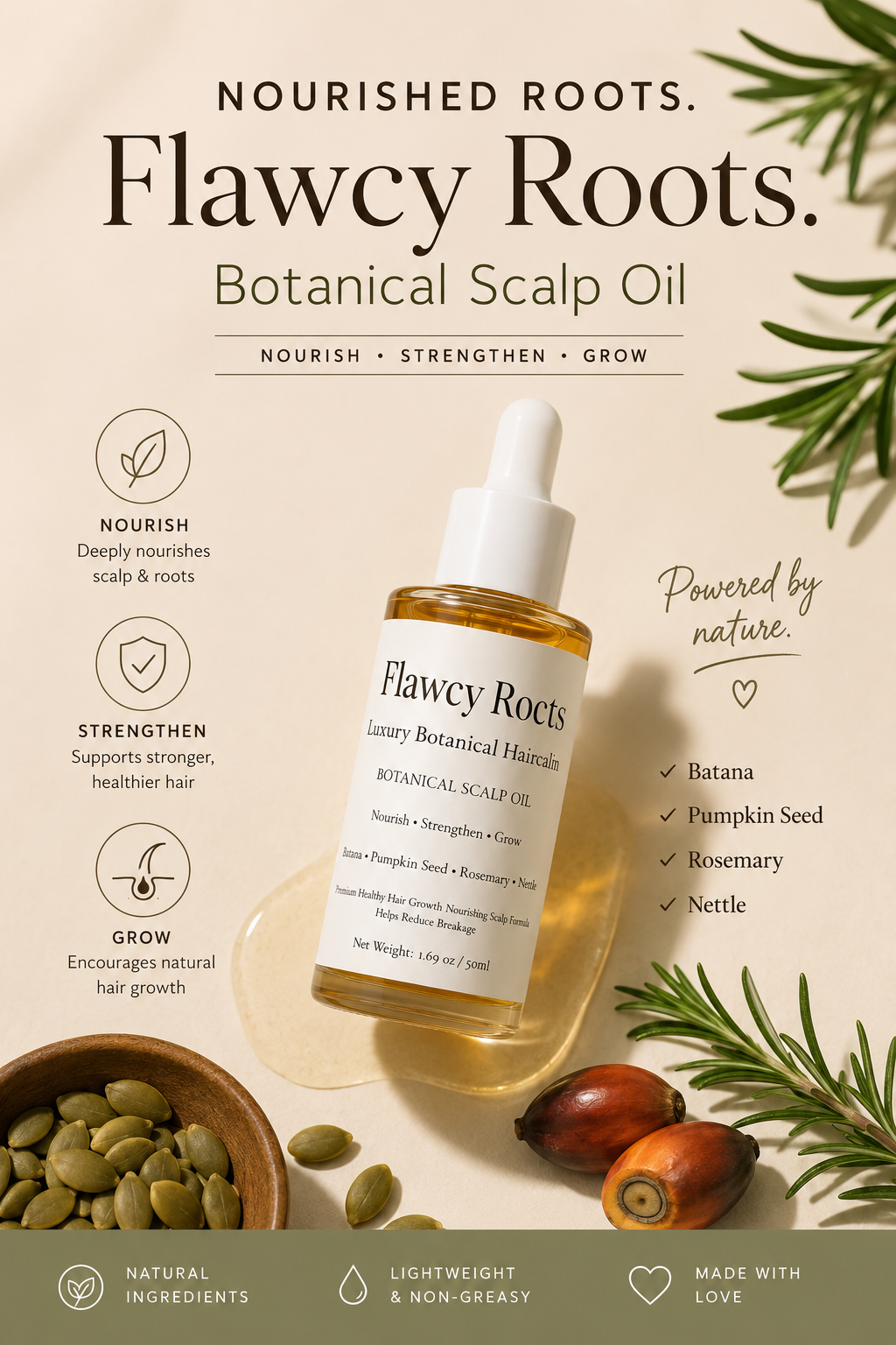 Flawcy Roots™ Luxury Botanical Scalp Growth Oil Nourish • Strengthen • Grow