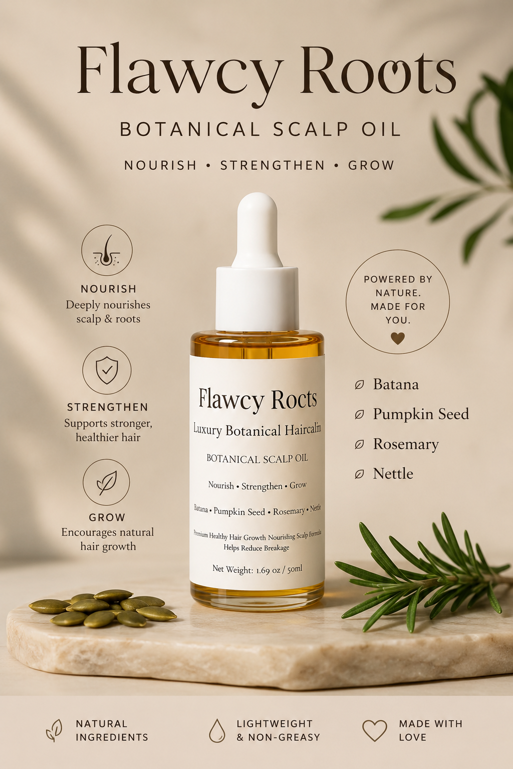 Flawcy Roots™ Luxury Botanical Scalp Growth Oil Nourish • Strengthen • Grow