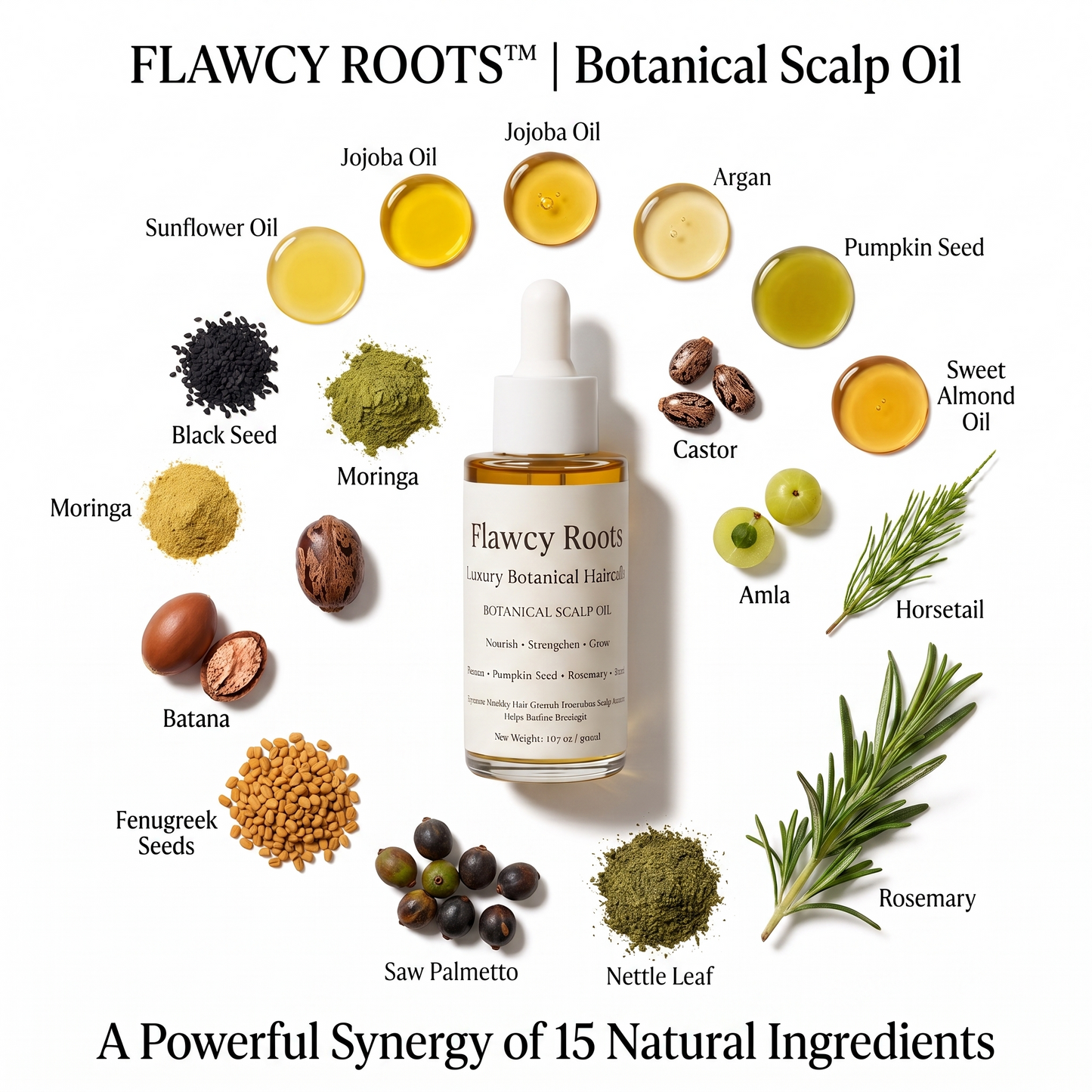 Flawcy Roots™ Luxury Botanical Scalp Growth Oil Nourish • Strengthen • Grow