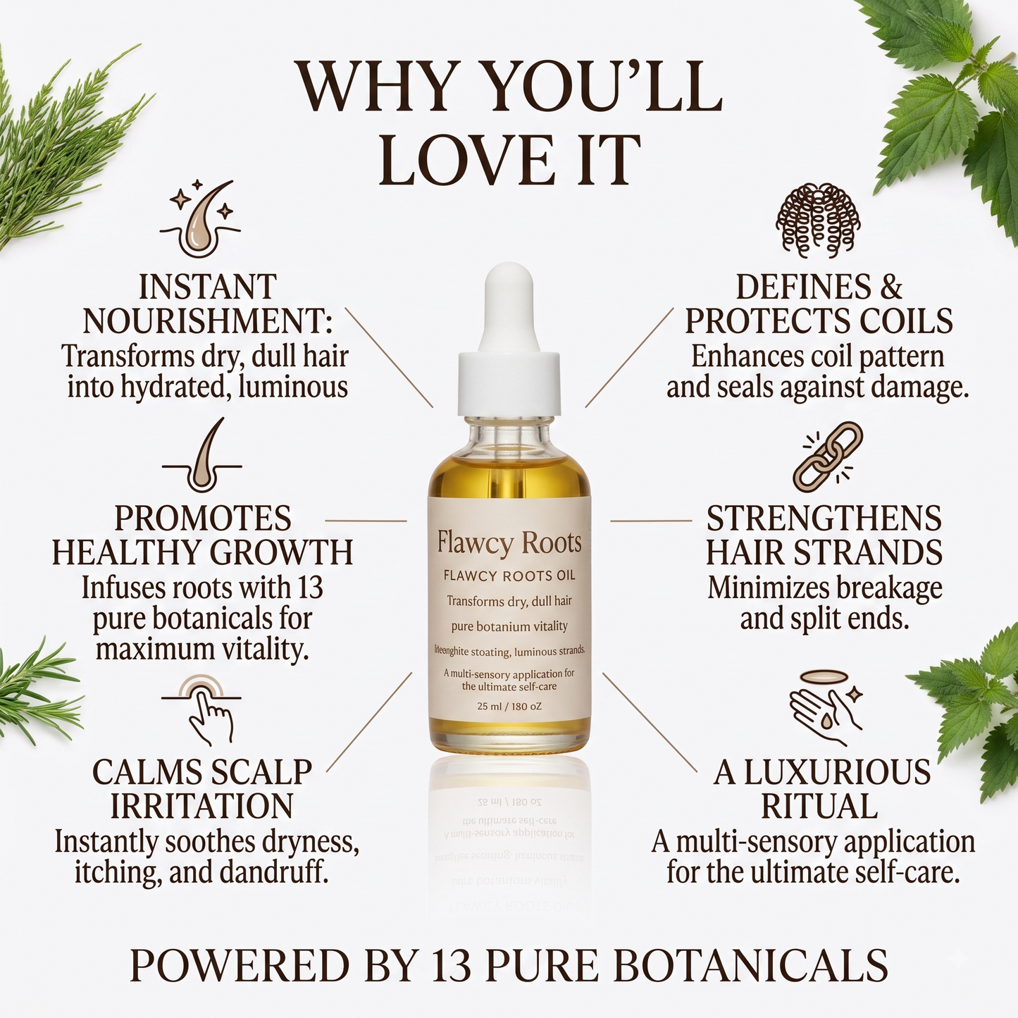 Flawcy Roots™ Luxury Botanical Scalp Growth Oil Nourish • Strengthen • Grow