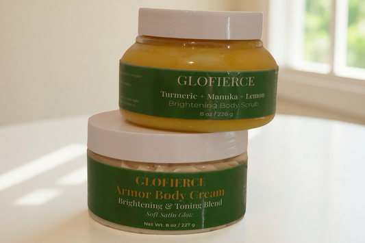 Glofierce Glow Duo – Scrub + Glow Armor Cream